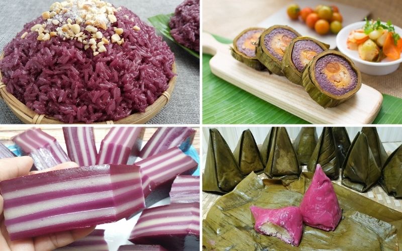 Cây lá cẩm tím thường được nấu thành nước và tạo màu tím đẹp mắt cho món ăn
